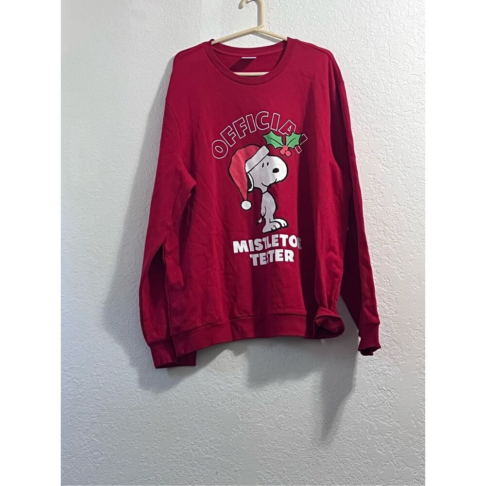 New Christmas Peanuts Snoopy Mistletoe Tester Fleece Sweatshirt 2x